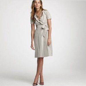 J. Crew Blakley Silk Taffeta Ruffle Wrap Dress